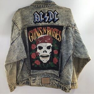 Brown's Blue Jeans Men's Acid Washed Patch Work Denim Jean Jacket - Size S